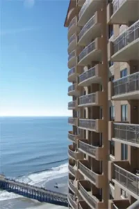 Margate Towers in Myrtle Beach, South Carolina with the ocean in the background.